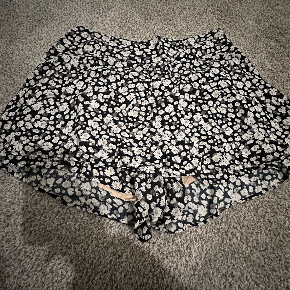 Floral Black and White Skirt